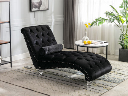 Chaise Lounge Indoor, Button Tufted Upholstered Chaise Lounge Chair With Pillow