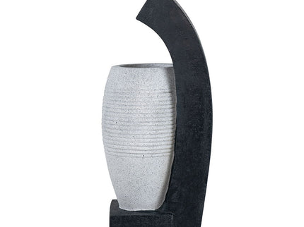 Water Fountain With Vase Design, With Light And Pump, For Indoor And Outdoor - Black / White
