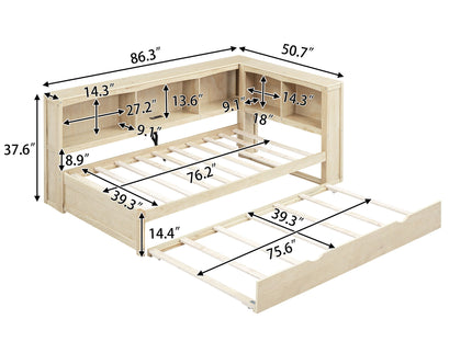 Daybed With Trundle, Storage Cabinets, USB Ports