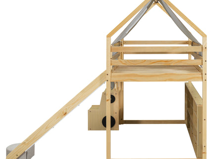 Loft Bed With House Shaped Frame And Tent