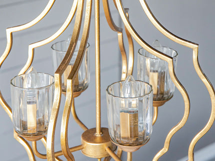 4 Light Metal Chandelier, Hanging Light Fixture With Adjustable Chain For Kitchen, Bulb Not Included - Gold
