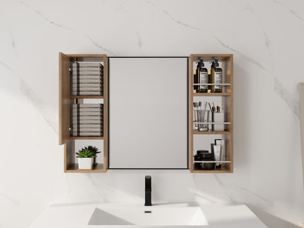 39.4" Wall Mounted Bathroom Cabinet With Storage And - Imitative Oak