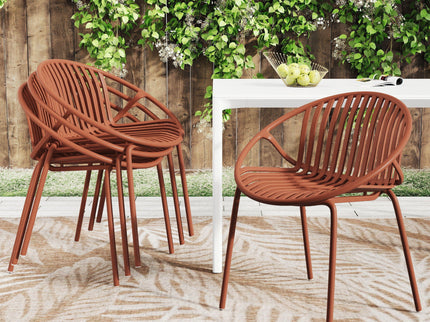 Stackable Outdoor Chairs With Breathable Plastic Backrest (Set of 2)