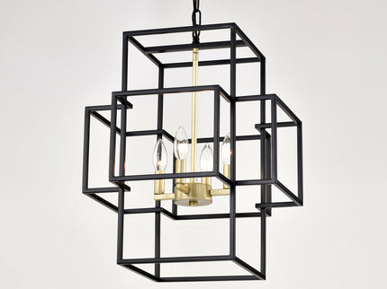 4 Light Metal Lantern Tiered Pendant Hanging Light Fixtures, Industrial Farmhouse Adjustable Height Chandeliers For Dining Room Hallway Foyer Entryway (E12 Bulbs Not Included)