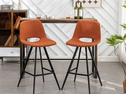 Porth - 28.25" Fabric Kitchen Counter Height Stools (Set of 2) - Orange