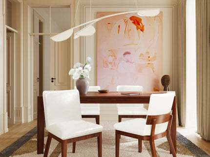 Modern Dining Chairs (Set of 2) With Glossy Upholstery - White / Walnut