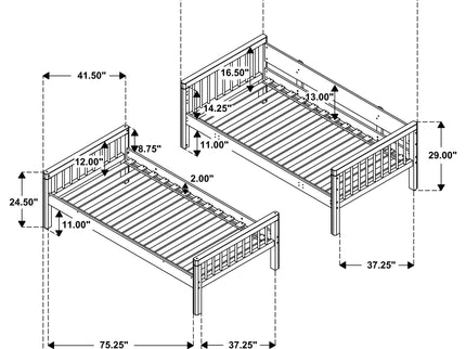 Ponderosa - Twin Over Twin Bunk Bed With Accents - Natural