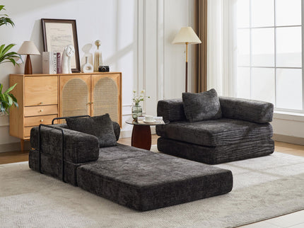 Convertible Floor Sofa Bed With Pillow Back Support Armrest