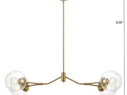 Jewel - 4 Lights Chandelier Ceiling Hanging Light Fixture - Clear / Gold