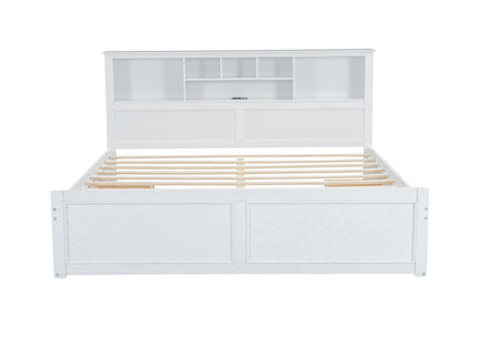 Platform Bed With Multi Storage Headboard, USB And Drawers