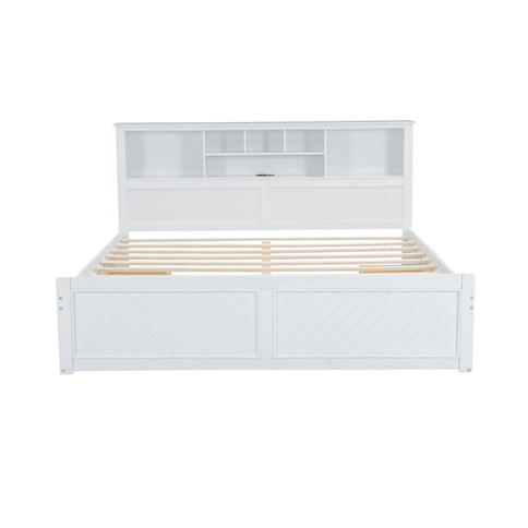 Platform Bed With Multi Storage Headboard, USB And Drawers