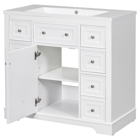 Modern Bathroom Vanity With Sink Combo, 6 Drawers And 1 Cabinet