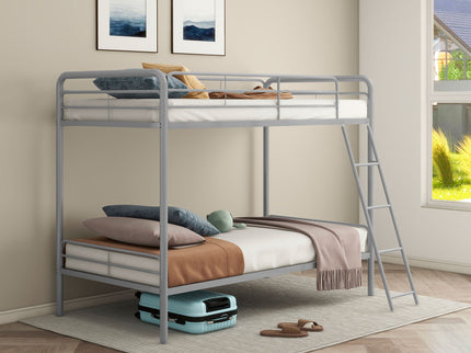 Long Beach - Twin Over Twin Bunk Bed With Built In Guardrails And Angled Ladder - Silver