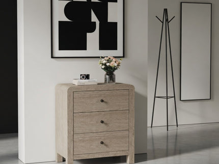 3 Drawer Chest Of Drawers With Soft Close Glides Rounded Corners Handles - Natural