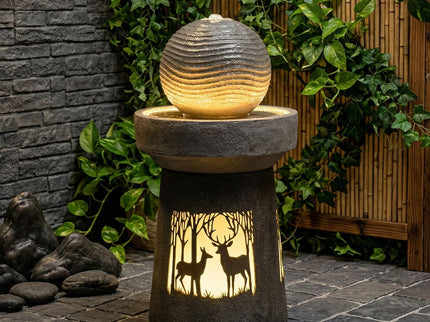 Outdoor Garden Lantern With Warm LED Light Deer Silhouette Decorative Landscape Light For Patio - White / Gray