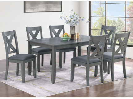 7 Piece Dining Room Furniture, Table And 6 Chairs Set - Gray