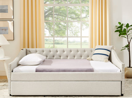 Upholstered Daybed With USB Charging & Pull Out Bed
