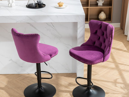 Swivel Barstools Adjusatble Seat Height, Modern Upholstered Bar Stools With Backs Comfortable Tufted For Home Pub And Kitchen Island (Set of 2)