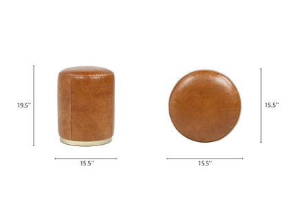 Nico - Round Ottoman Stool - Brown