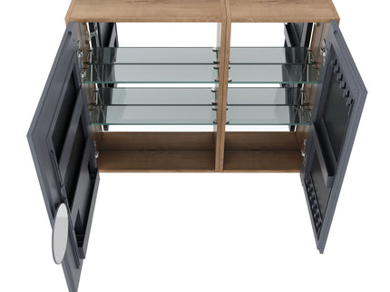 33.56" Wall Mounted Bathroom Cabinet With Adjustable Shelves - Imitative Oak