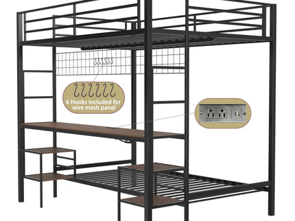 Ethan - Bunk Bed With Desk, Charging Station, Storage Shelves