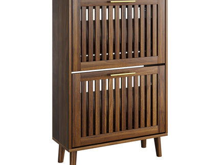 Medieval Modern Shoe Cabinet With 2 Flip Drawers And Fence Design