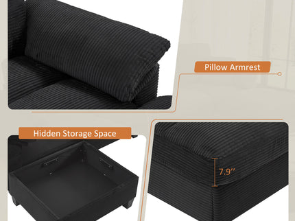 Modern U - Shaped Sectional Sofa With Storage Ottomans, USB Ports, And Cup Holders