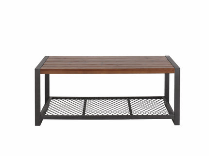 Console Coffee Table With Reclaimed Wood Finish, For Living Room - Natural