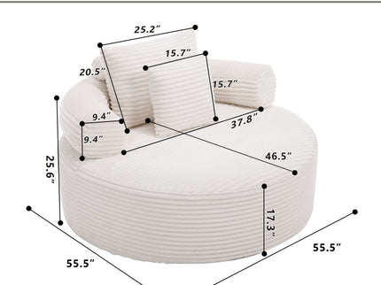 Round Sofa Bed With 3 Pillows For Living Room