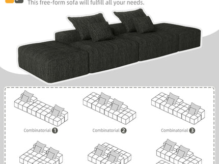 Modern Oversized Diy Combination Modular Sectional Sofa With Pillows