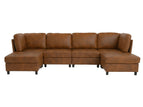 Light Brown / 3 Pc. Sectional Sofa, 2 Ottomans
