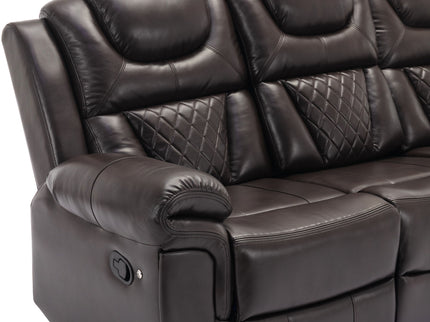 Home Theater Seating Manual Recliner Chair With Center Console And Led Light Strip For Living Room