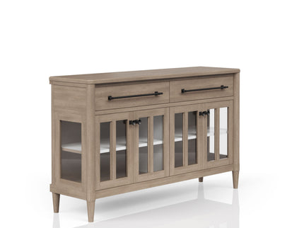 Power Ready - Buffet With Glass Cabinet Doors - Sand