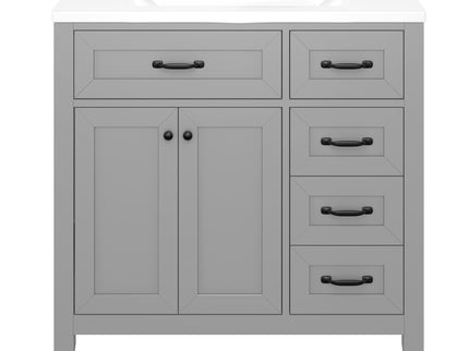 Modern Bathroom Vanity With Sink, Freestanding Design With Drawers And Doors