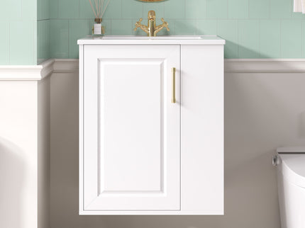 Wall Mounted Bathroom Cabinet With Side Shelf Combo, Vanity With Sink - White