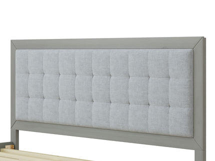 Mid Century Modern Platform Bed With Upholstered Headboard