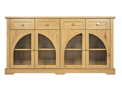 Sideboard Cabinet With 4 Drawers And 4 Arched Glass Doors