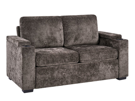 Pull Out Sofa Bed Loveseat With Twin Mattress, Cup Holders And Arm Storage