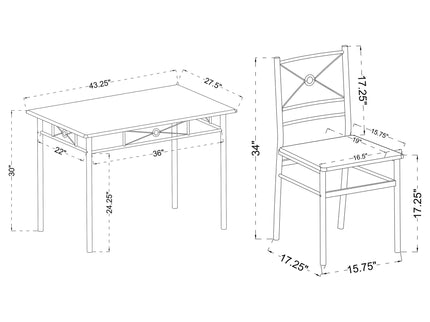 5 Piece Rectangle Dining Set With Tubing Base