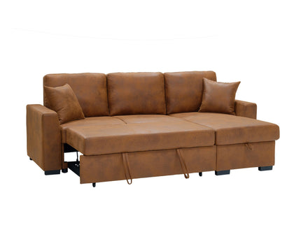 Upholstered Sectional With Pull-Out Bed And Chaise Storage