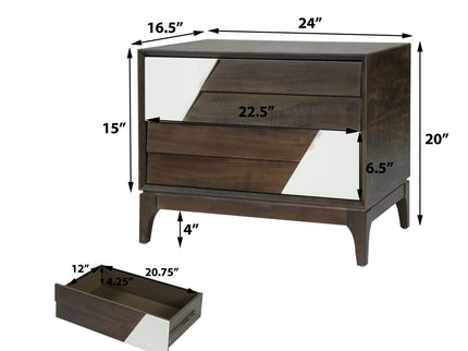 Japandi 2 Drawer Nightstand With Geometric Design