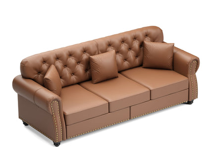Upholstered Sofa With Nailhead Trim, Rolled Armrests With Ottoman