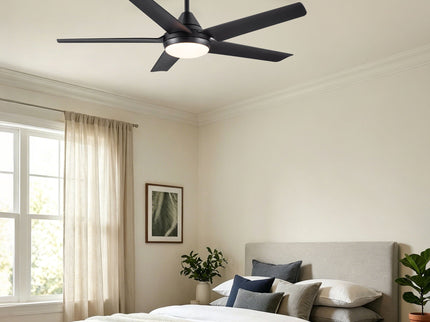 Ceiling Fan With Lights And Remote Control, Reversible DC Motor, 6 Speeds, 3 Cct Dimmable LED, Quiet Timer For Indoor - Black
