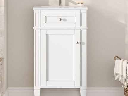 French Style Bathroom Vanity With Sink, Soft-Closing Door, Adjustable Shelf, Rectangular Design
