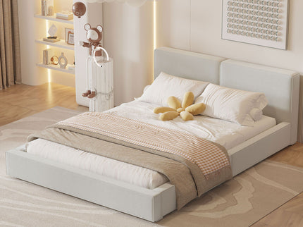 Upholstered Platform Bed, Grounded Bed With Solid Frame