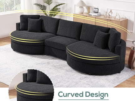 Modern 3 Seater Upholstered Sofa With Curved Design