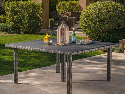 Outdoor Square Rattan Wicker Dining Table - Gray