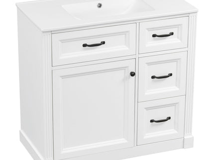 Modern Bathroom Vanity With Sink, 4 Drawers, Soft-Close Door, Adjustable Shelf