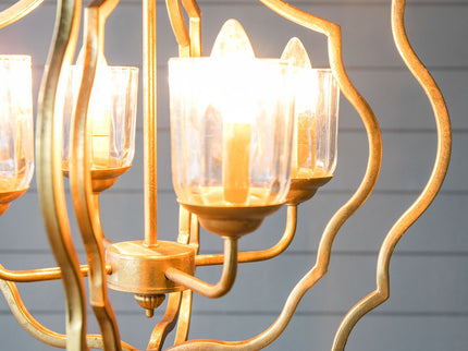 4 Light Metal Chandelier, Hanging Light Fixture With Adjustable Chain For Kitchen, Bulb Not Included - Gold
