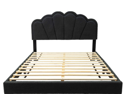 Bed With Floral Design Headboard And Built In LED Lighting